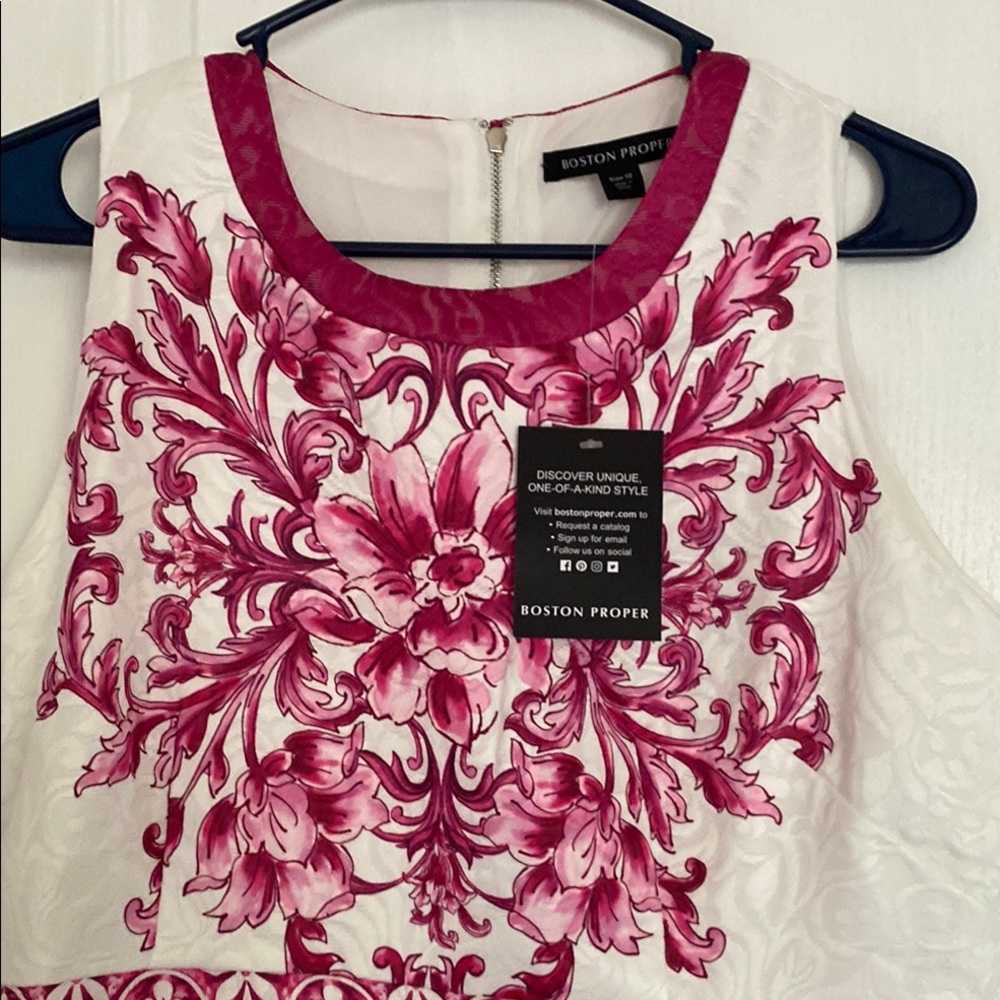 Boston Proper White and Red Sheath Dress